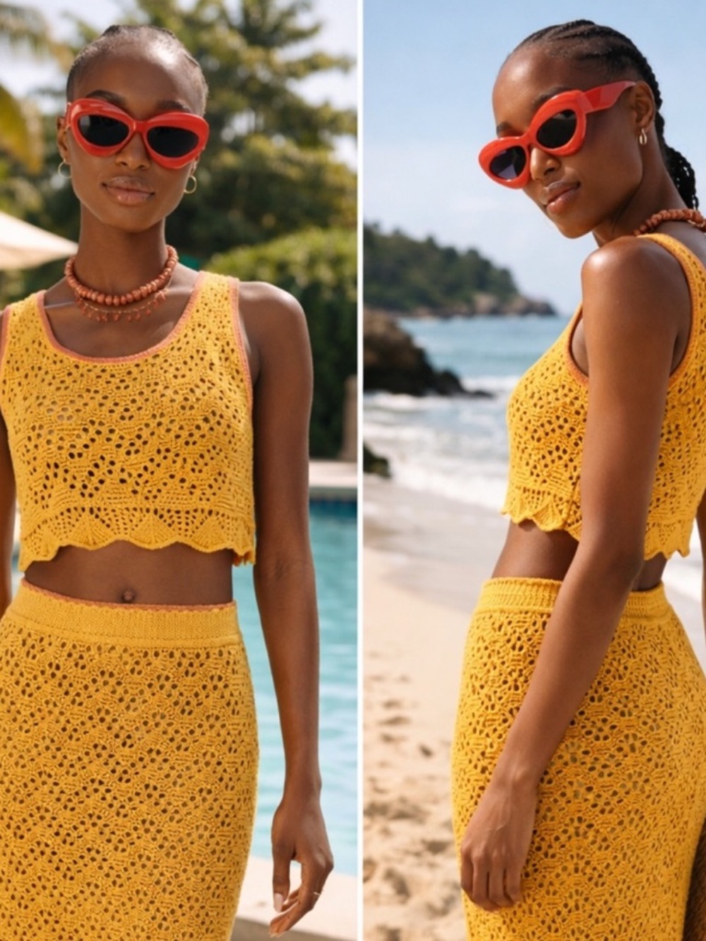 MOTHER Longline Knit Top & Skirt Set in Tangerine Dreams - Picture 3 of 11